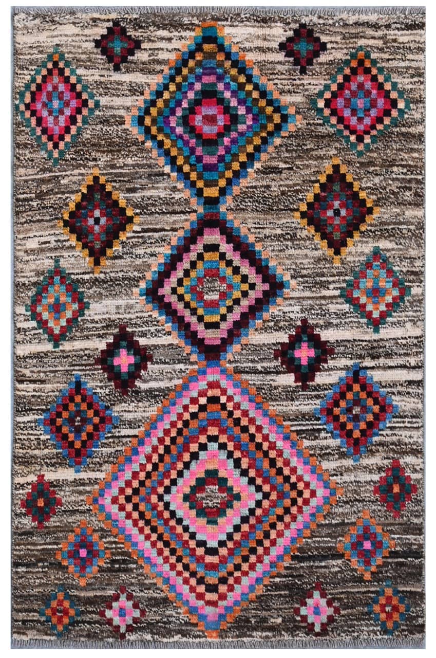 Taimany - Multicolor Tribal Wool Rug - Hand-Knotted 136x86cm