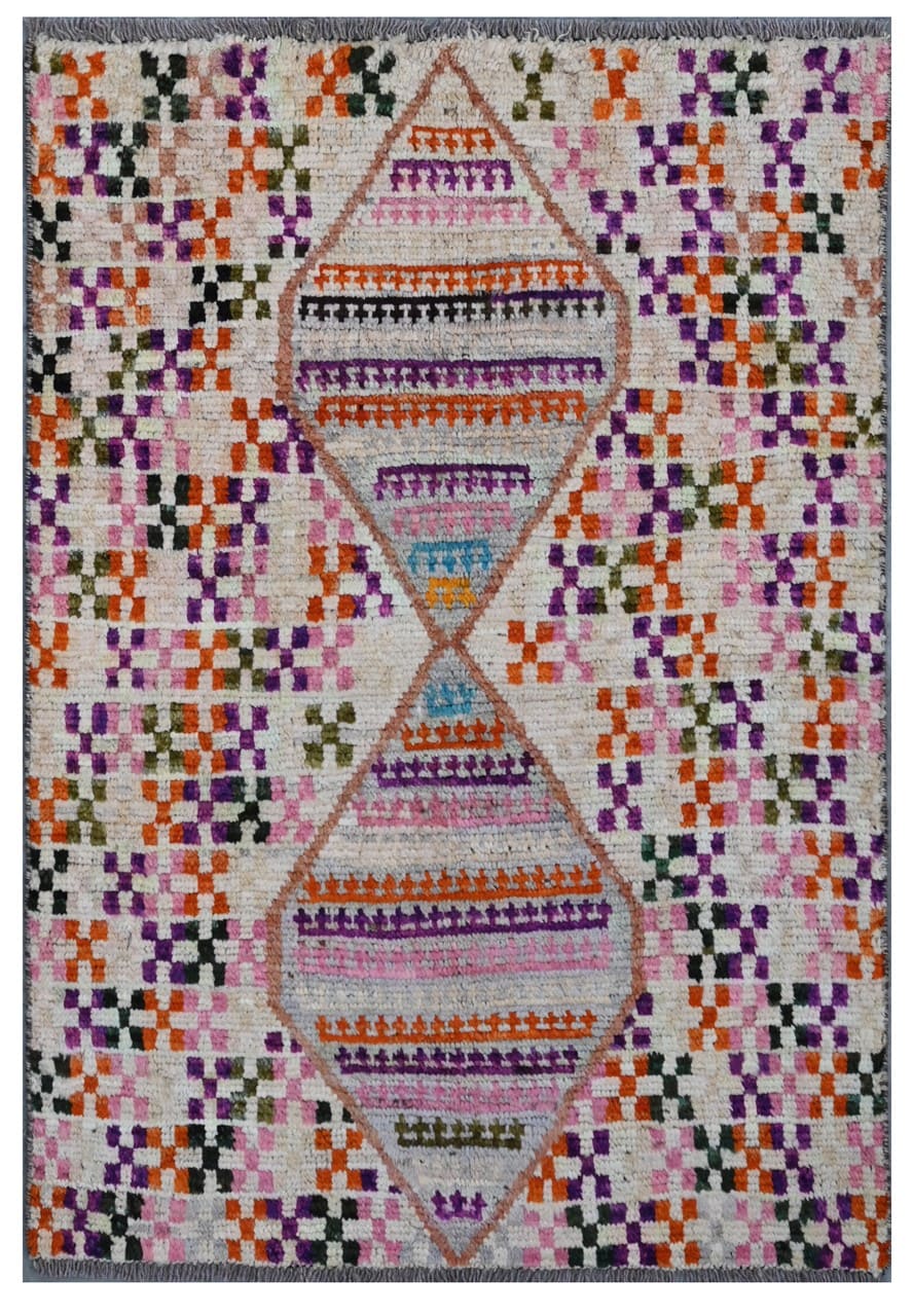 Taimany - Multicolor Tribal Wool Rug - Hand-Knotted 118x80cm