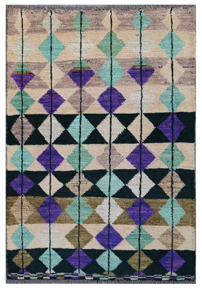 Taimany - Tappeto Tribale in Lana Multicolore - Fatto a Mano 120x78cm - CarpetLiving