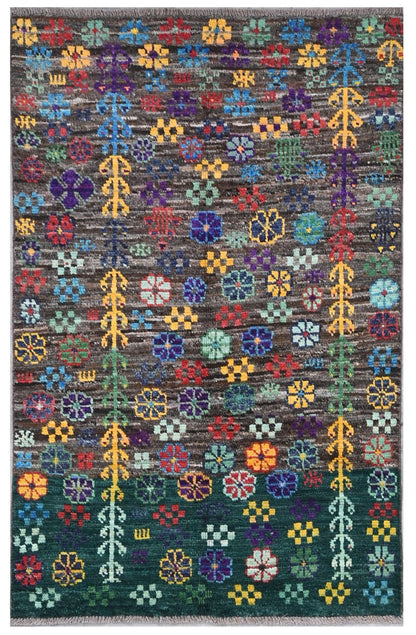 Taimany - Multicolor Tribal Wool Rug - Hand-Knotted 140x96cm