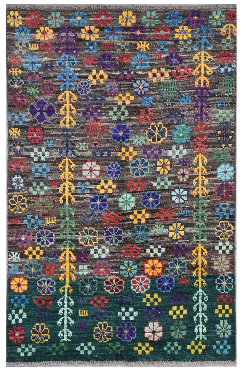 Taimany - Multicolor Tribal Wool Rug - Hand-Knotted 140x96cm