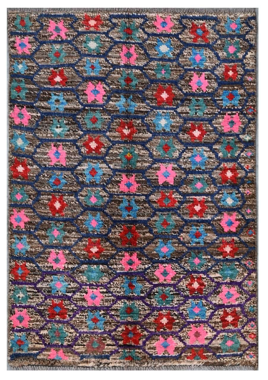Taimany - Multicolor Tribal Wool Rug - Hand-Knotted 111x75cm