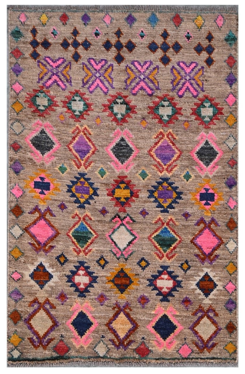 Taimany - Multicolor Tribal Wool Rug - Hand-Knotted 125x78cm