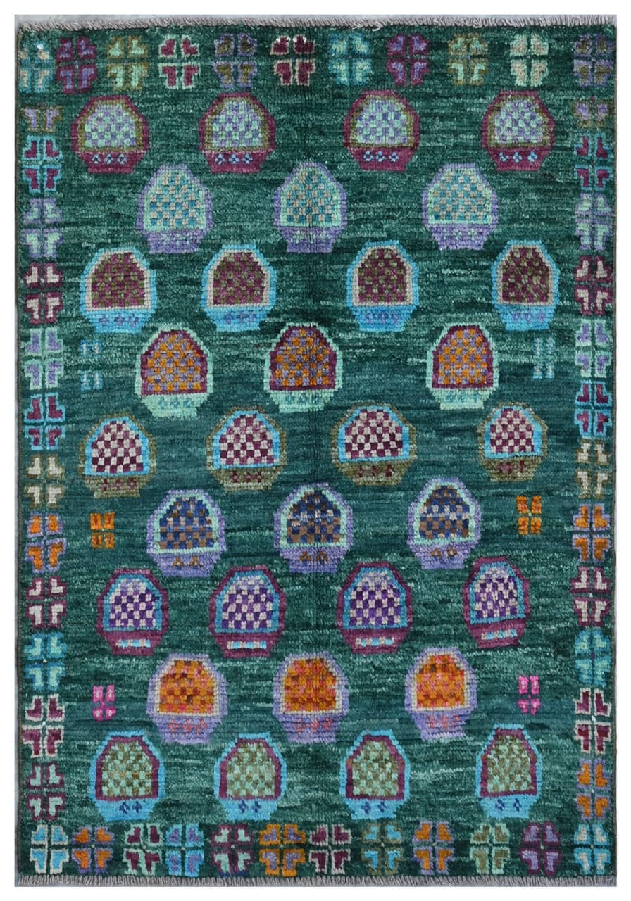Taimany - Multicolor Tribal Wool Rug - Hand-Knotted 130x89cm