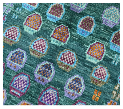 Taimany - Tappeto Tribale in Lana Multicolore - Fatto a Mano 130x89cm