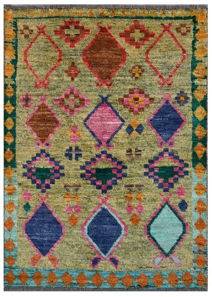 Taimany - Multicolor Tribal Wool Rug - Hand-Knotted 136x98cm