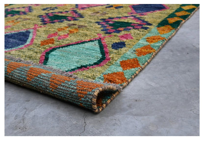 Taimany - Multicolor Tribal Wool Rug - Hand-Knotted 136x98cm