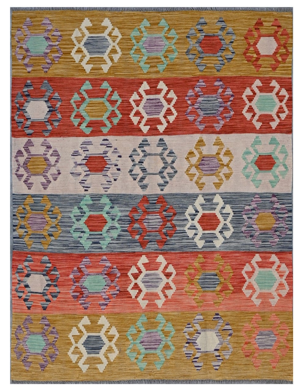 Taimany - Multicolor Tribal Wool Rug - Hand-Knotted 197x152cm