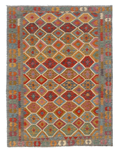 Tappeto Kilim Kaudani Afghan fatto a mano multicolore 300x200cm