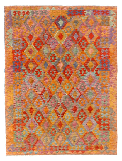 Tappeto Kilim Kaudani Afghan fatto a mano multicolore 297x204cm