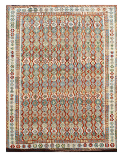 Handmade Afghan Kilim Wool Rug 614_424 cm