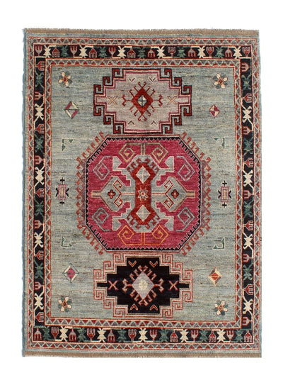 Tappeto Kazak Classico, Blu chiaro, fatto a mano, 240x175cm - CarpetLiving