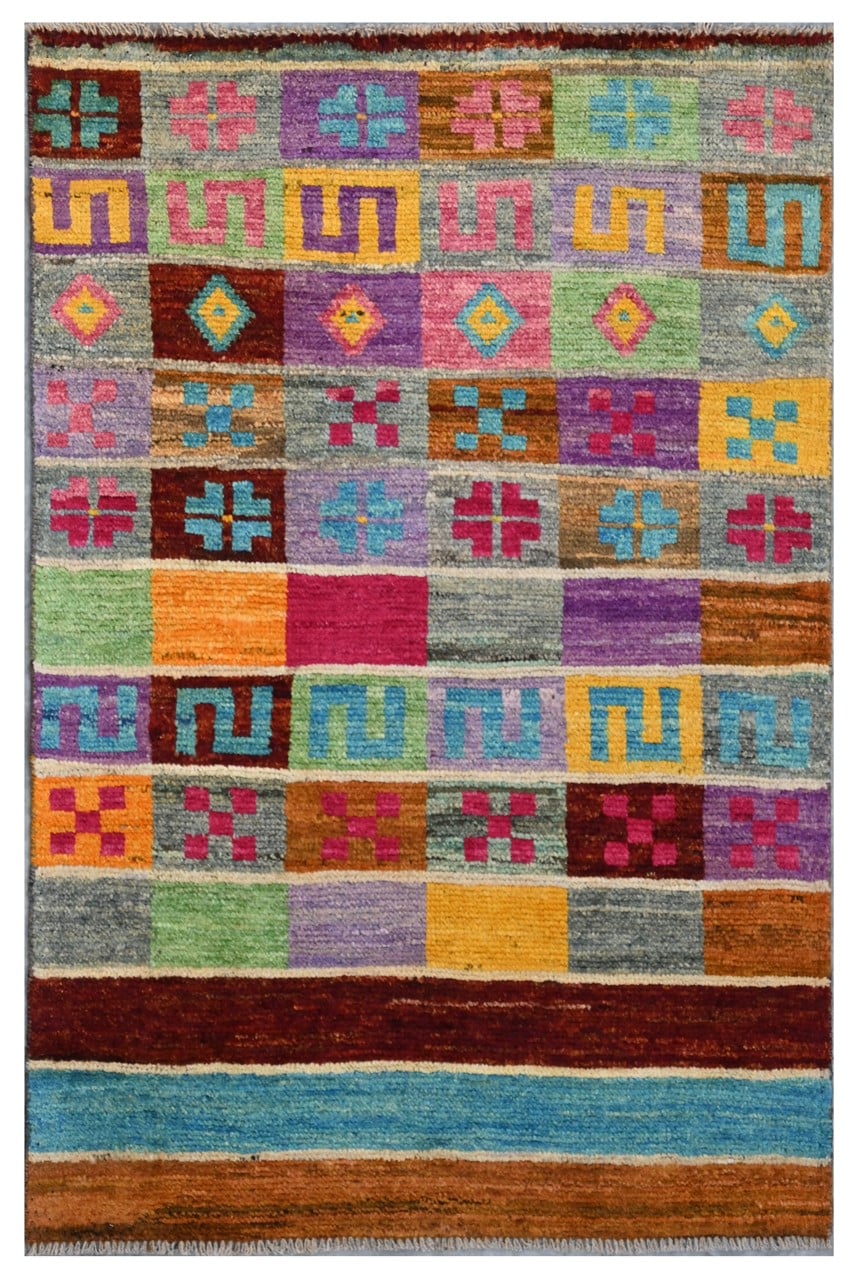 Taimany - Multicolor Tribal Wool Rug - Hand-Knotted 136x90cm