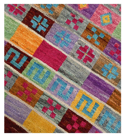 Taimany - Tappeto Tribale in Lana Multicolore - Fatto a Mano 136x90cm