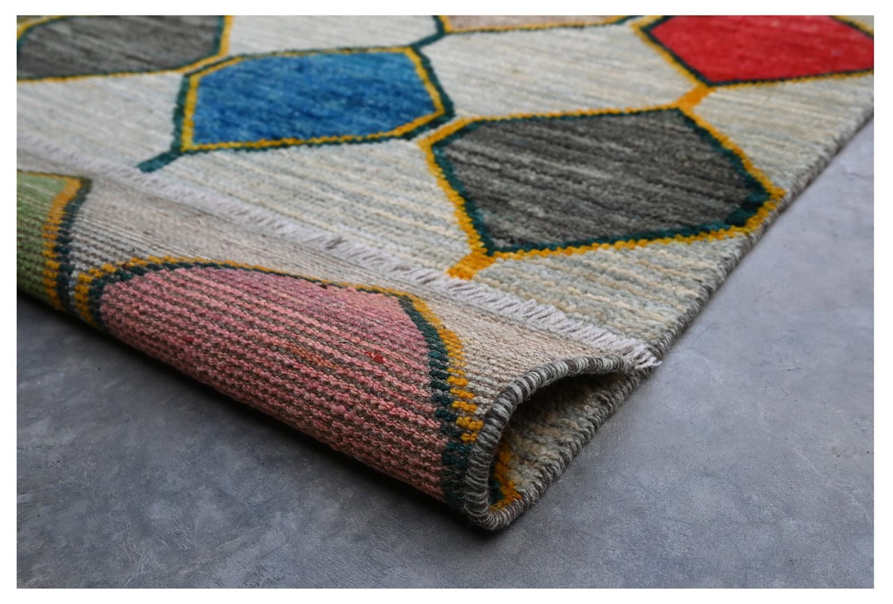 Taimany - Multicolor Tribal Wool Rug - Hand-Knotted 182x114cm