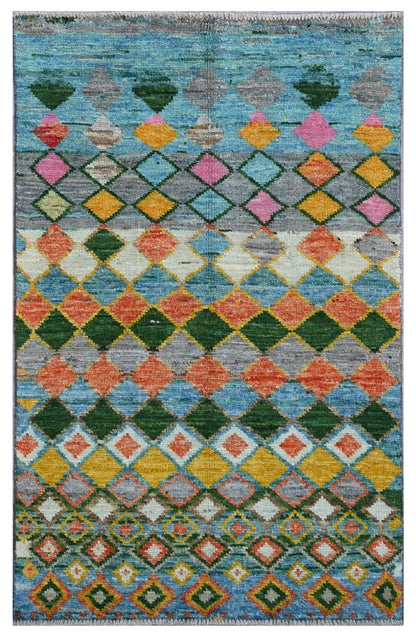 Taimany - Multicolor Tribal Wool Rug - Hand-Knotted 137x86cm
