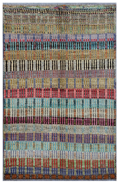 Taimany - Multicolor Tribal Wool Rug - Hand-Knotted 151x98cm