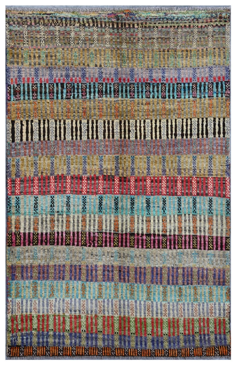 Taimany - Multicolor Tribal Wool Rug - Hand-Knotted 151x98cm