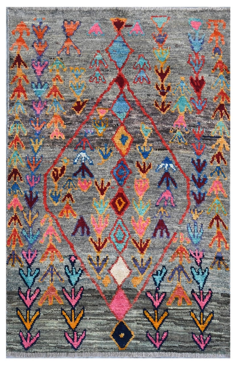 Taimany - Multicolor Tribal Wool Rug - Hand-Knotted 143x92cm