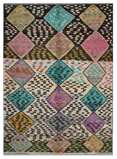 Taimany - Tappeto Tribale in Lana Multicolore - Fatto a Mano 175x123cm
