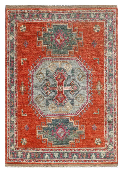 Classic Kazak carpet, Orange, handmade, 271x180cm