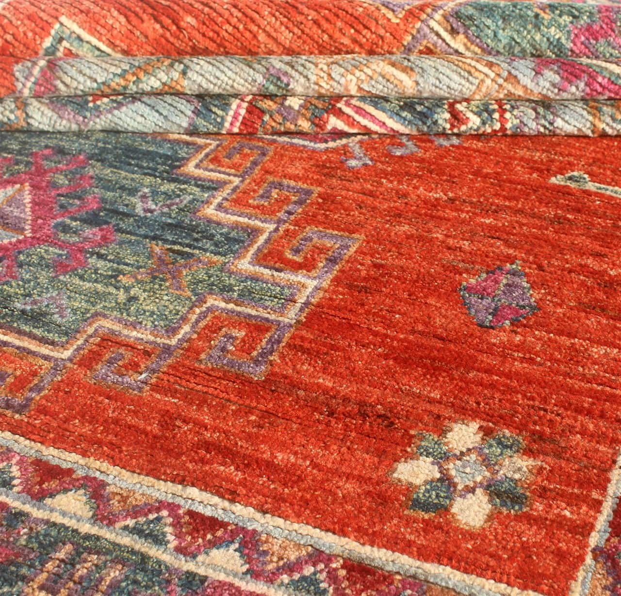 Classic Kazak carpet, Orange, handmade, 271x180cm