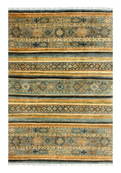 Tappeto Afghan giallo in lana, fatto a mano 240x176cm - CarpetLiving