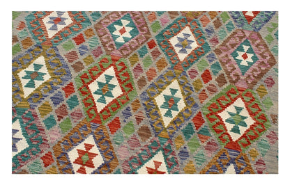 Tappeto Kilim Kaudani Afghan fatto a mano multicolore 297x201cm