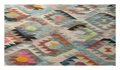 Tappeto Kilim Kaudani Afghan fatto a mano multicolore 298x202cm