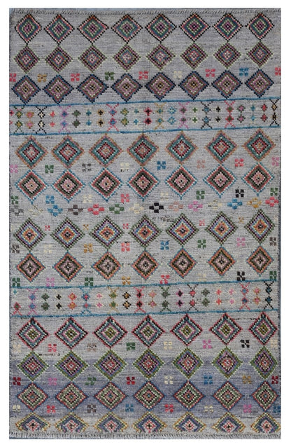 Taimany - Multicolor Tribal Wool Rug - Hand-Knotted 137x86cm