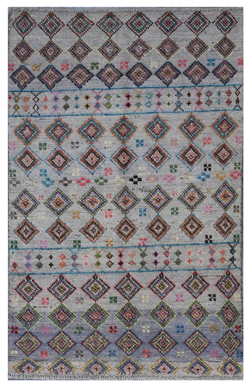 Taimany - Multicolor Tribal Wool Rug - Hand-Knotted 137x86cm