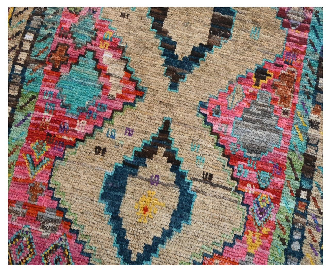 Taimany - Multicolor Tribal Wool Rug - Hand-Knotted 136x93cm