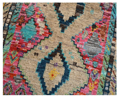 Taimany - Multicolor Tribal Wool Rug - Hand-Knotted 136x93cm