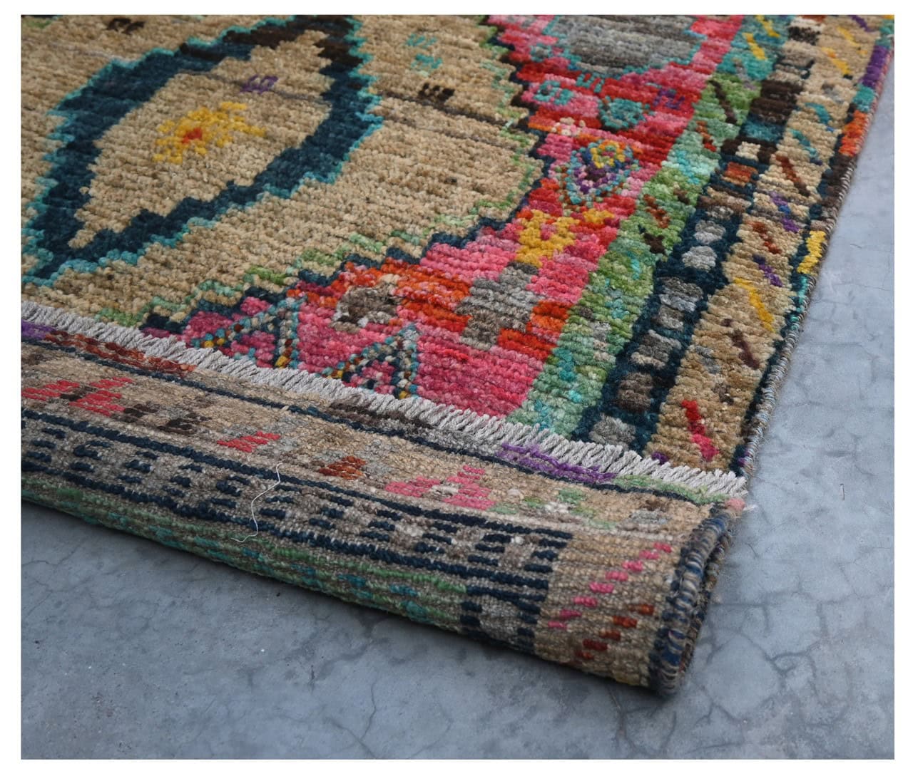 Taimany - Multicolor Tribal Wool Rug - Hand-Knotted 136x93cm