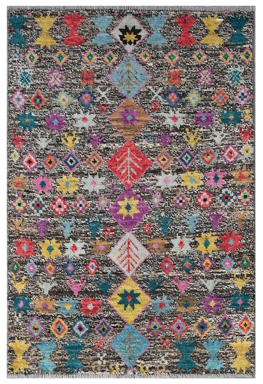 Taimany - Multicolor Tribal Wool Rug - Hand-Knotted 142x95cm