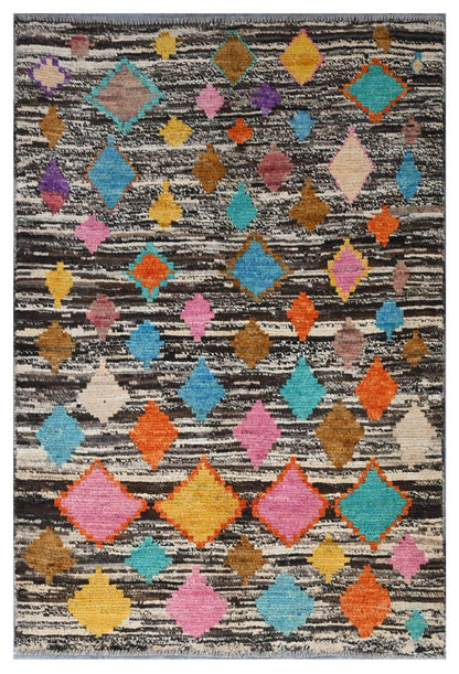 Taimany - Multicolor Tribal Wool Rug - Hand-Knotted 139x92cm