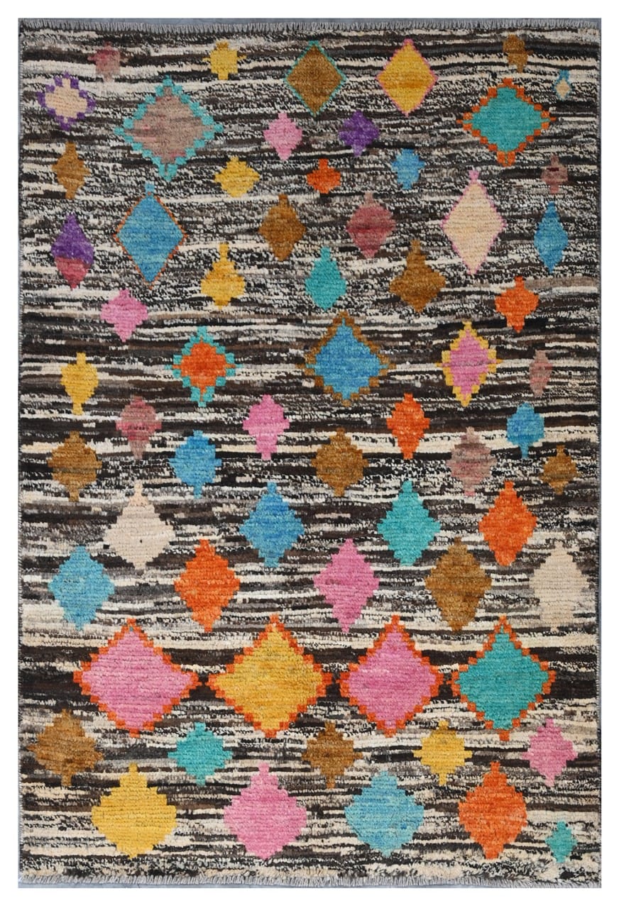 Taimany - Multicolor Tribal Wool Rug - Hand-Knotted 139x92cm