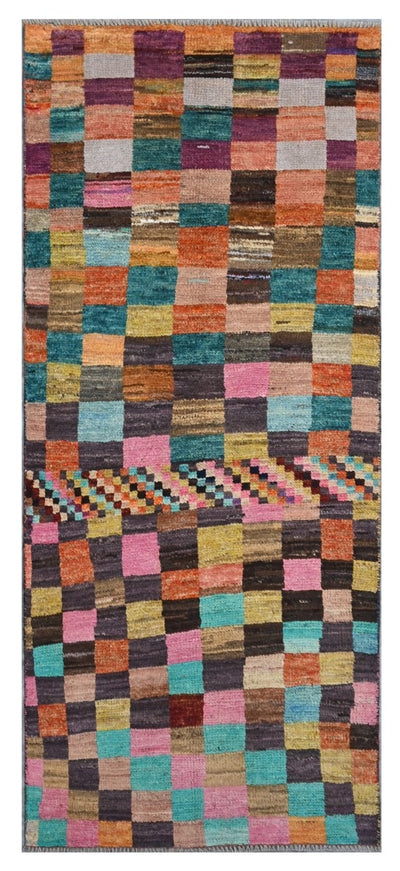 Taimany - Tappeto Tribale in Lana Multicolore - Fatto a Mano 191x78cm - CarpetLiving