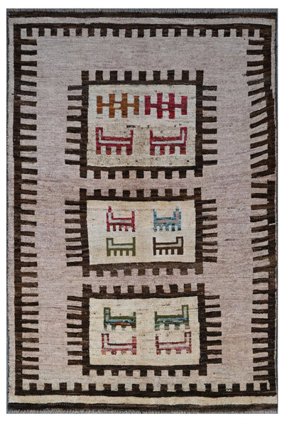 Tappeto tribale grigio in lana, fatto a mano, 179x118 cm - CarpetLiving