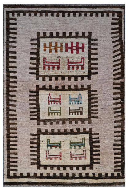 Handmade Tribal Grey Wool Rug 179_118 cm