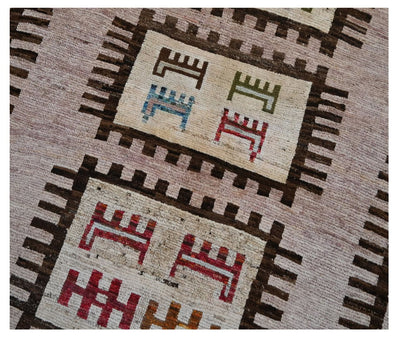 Tappeto tribale grigio in lana, fatto a mano, 179x118 cm - CarpetLiving