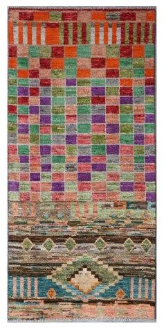 Taimany - Multicolor Tribal Wool Rug - Hand-Knotted 185x85cm