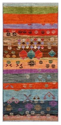 Taimany - Multicolor Tribal Wool Rug - Hand-Knotted 189x80cm