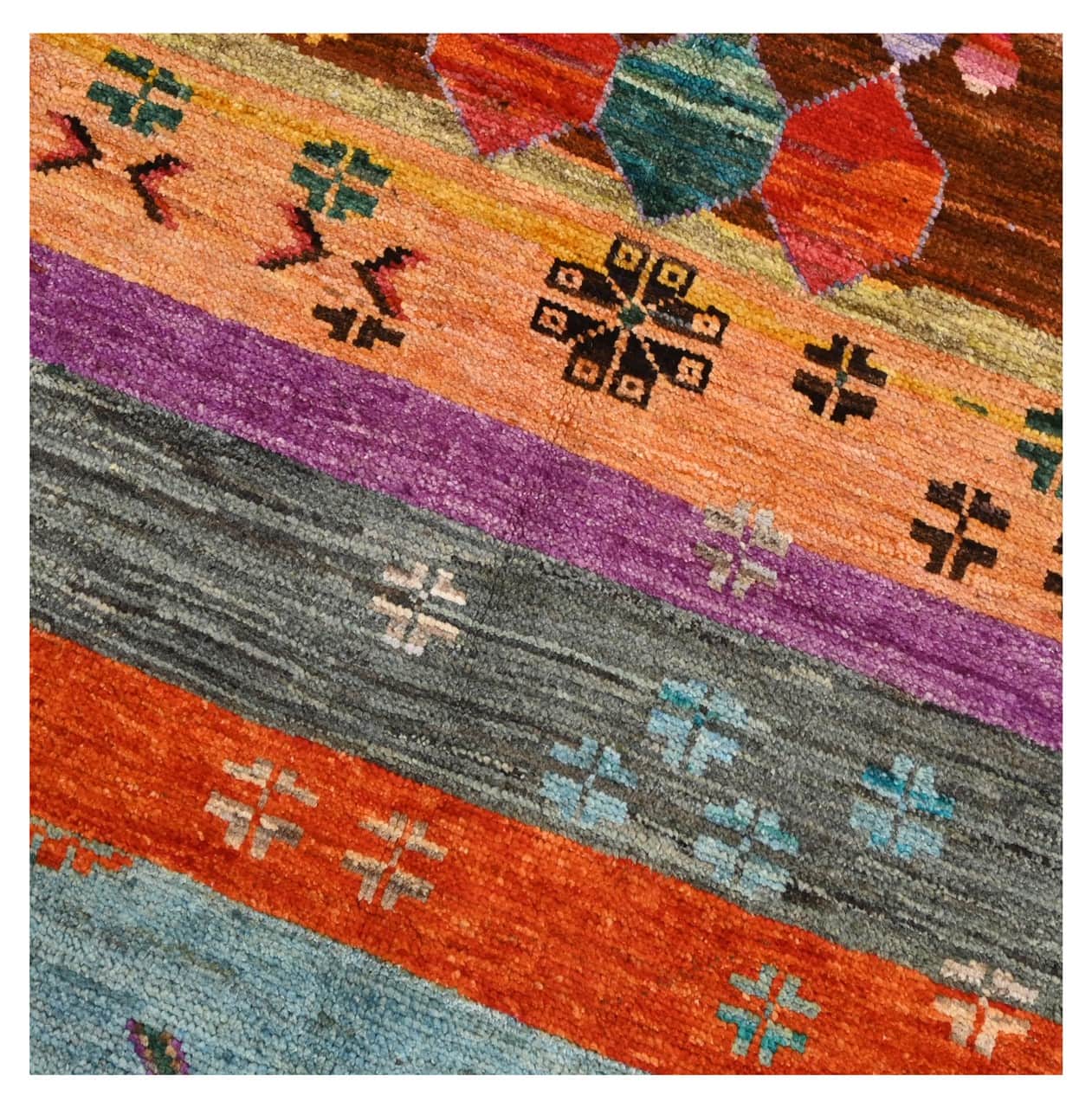 Taimany - Multicolor Tribal Wool Rug - Hand-Knotted 189x80cm