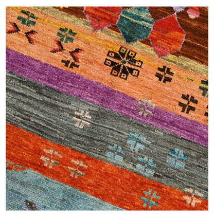Taimany - Multicolor Tribal Wool Rug - Hand-Knotted 189x80cm