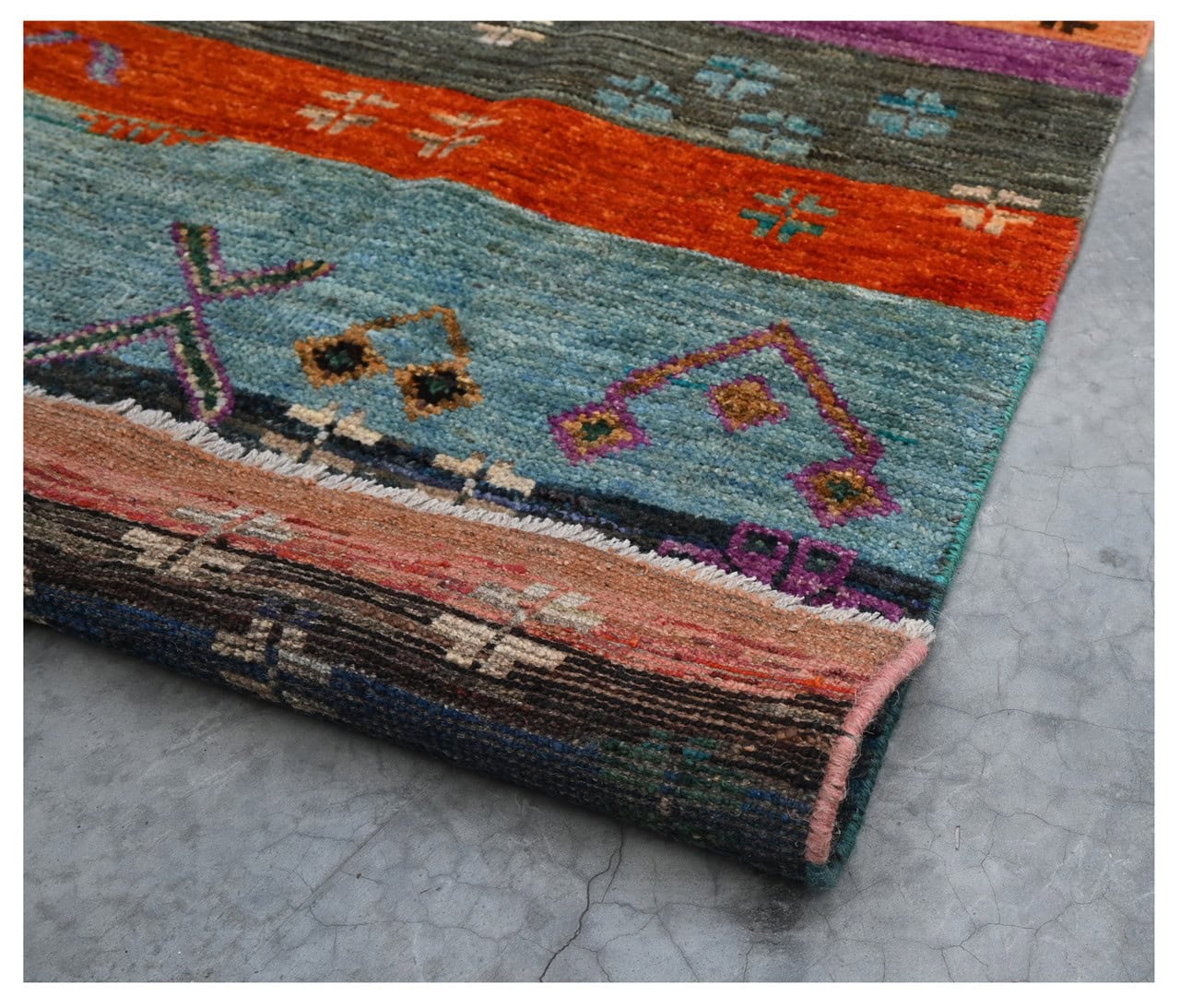 Taimany - Multicolor Tribal Wool Rug - Hand-Knotted 189x80cm