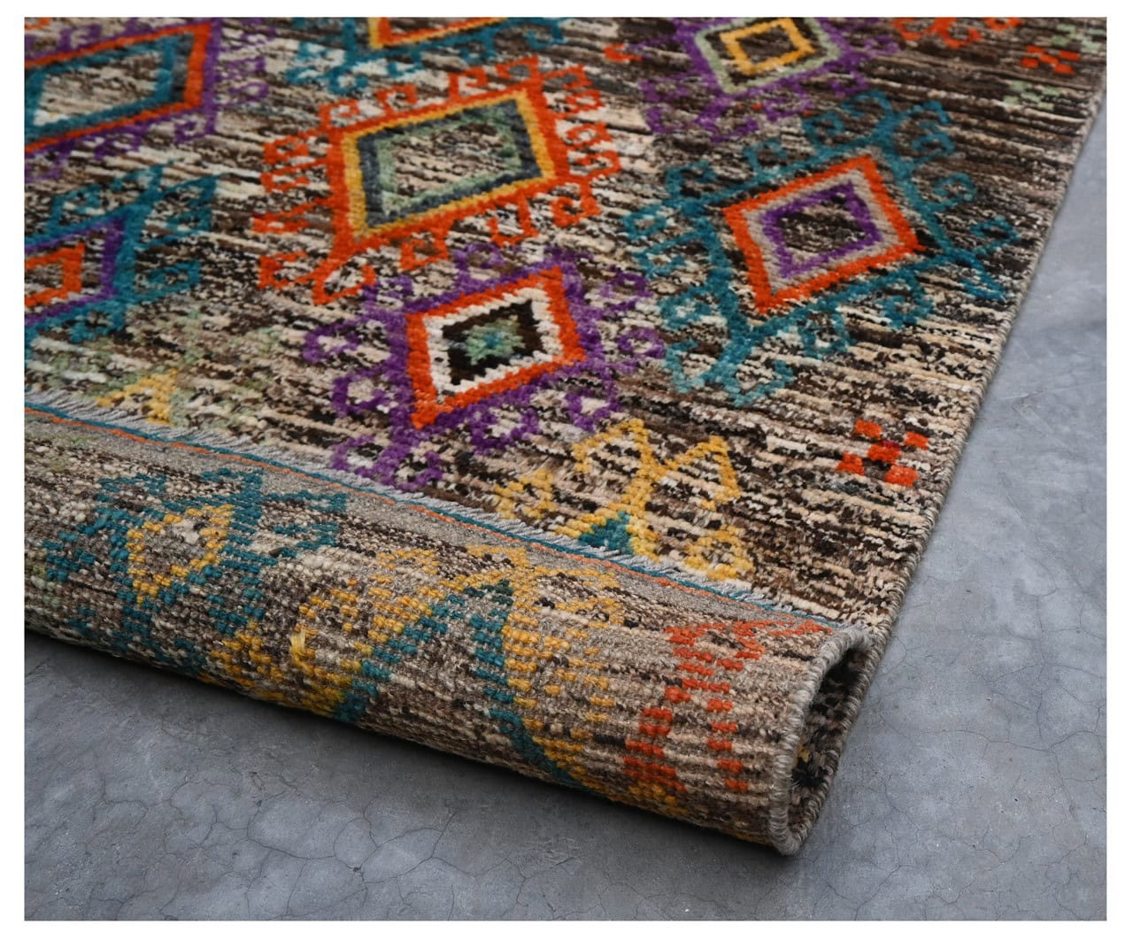 Taimany - Multicolor Tribal Wool Rug - Hand-Knotted 203x155cm
