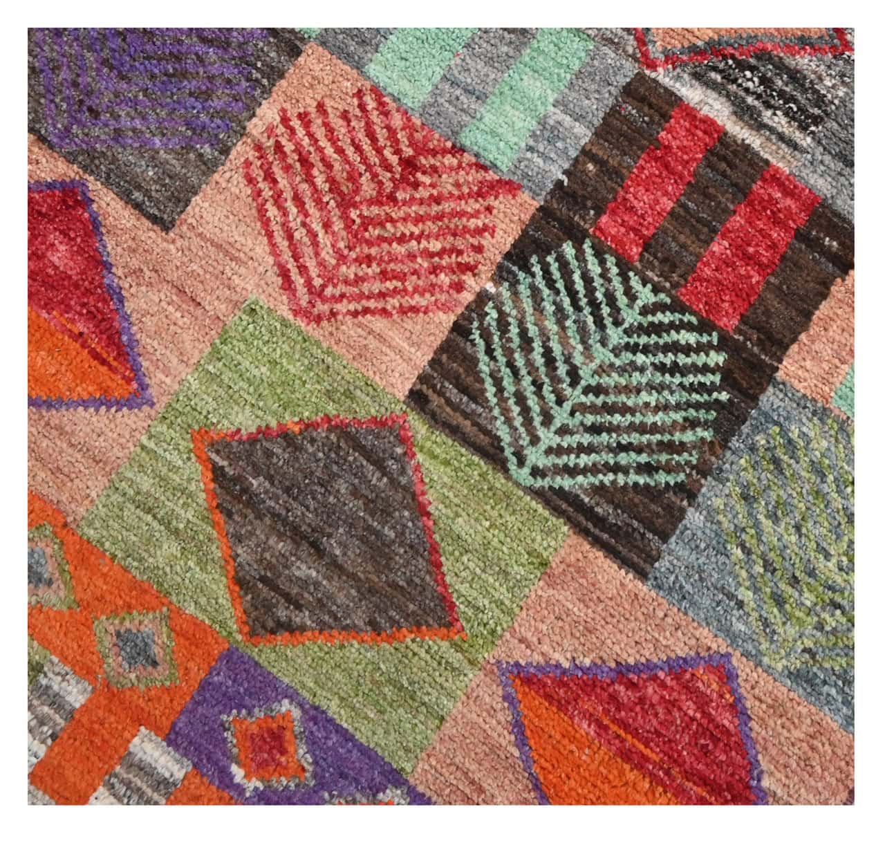 Taimany - Multicolor Tribal Wool Rug - Hand-Knotted 198x82cm