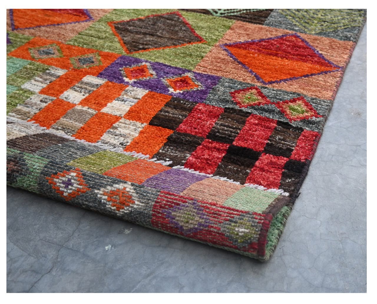 Taimany - Multicolor Tribal Wool Rug - Hand-Knotted 198x82cm