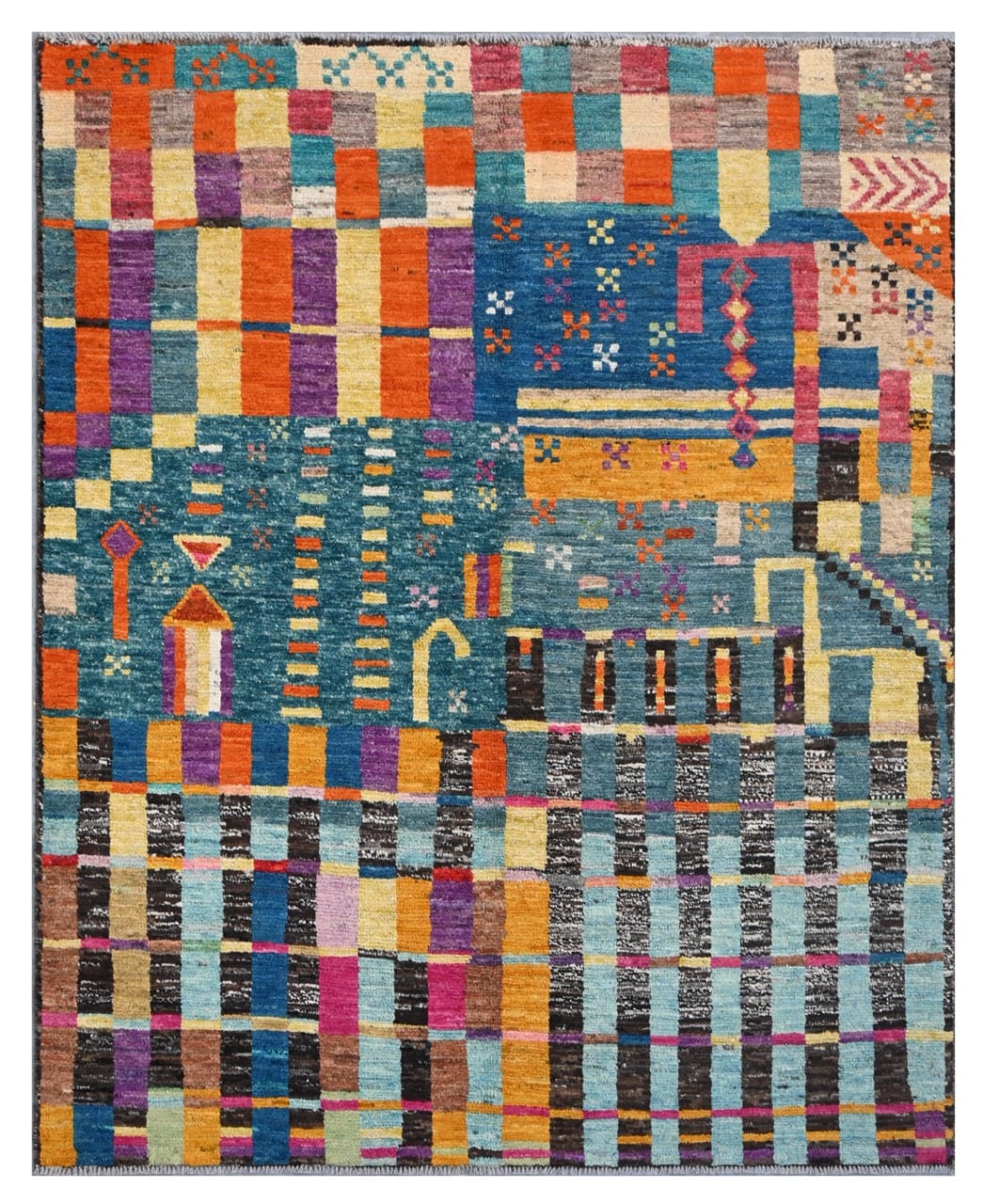 Taimany - Multicolor Tribal Wool Rug - Hand-Knotted 196x156cm